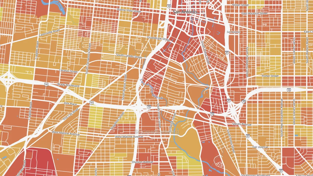 78204, TX Map of Vehicle Theft Rates