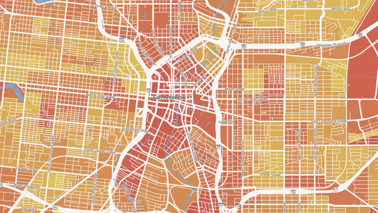 78205, TX Map of Vehicle Theft Rates