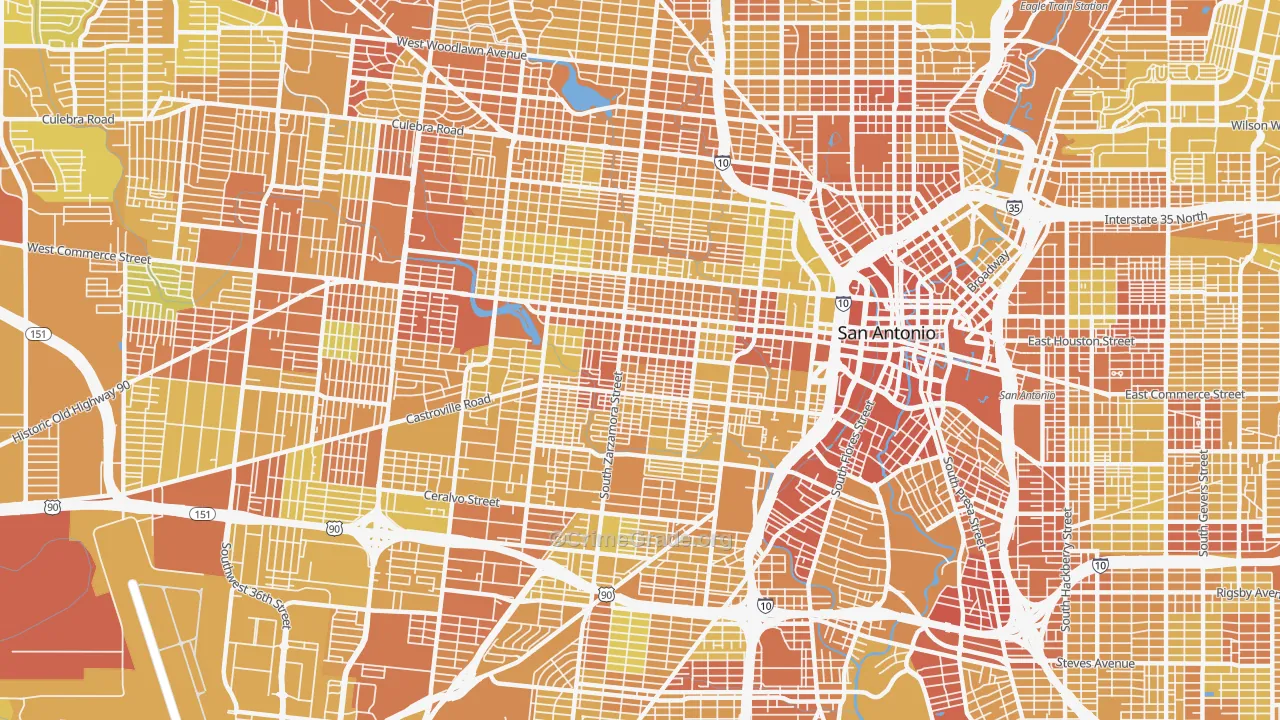 78207, TX Map of Vehicle Theft Rates
