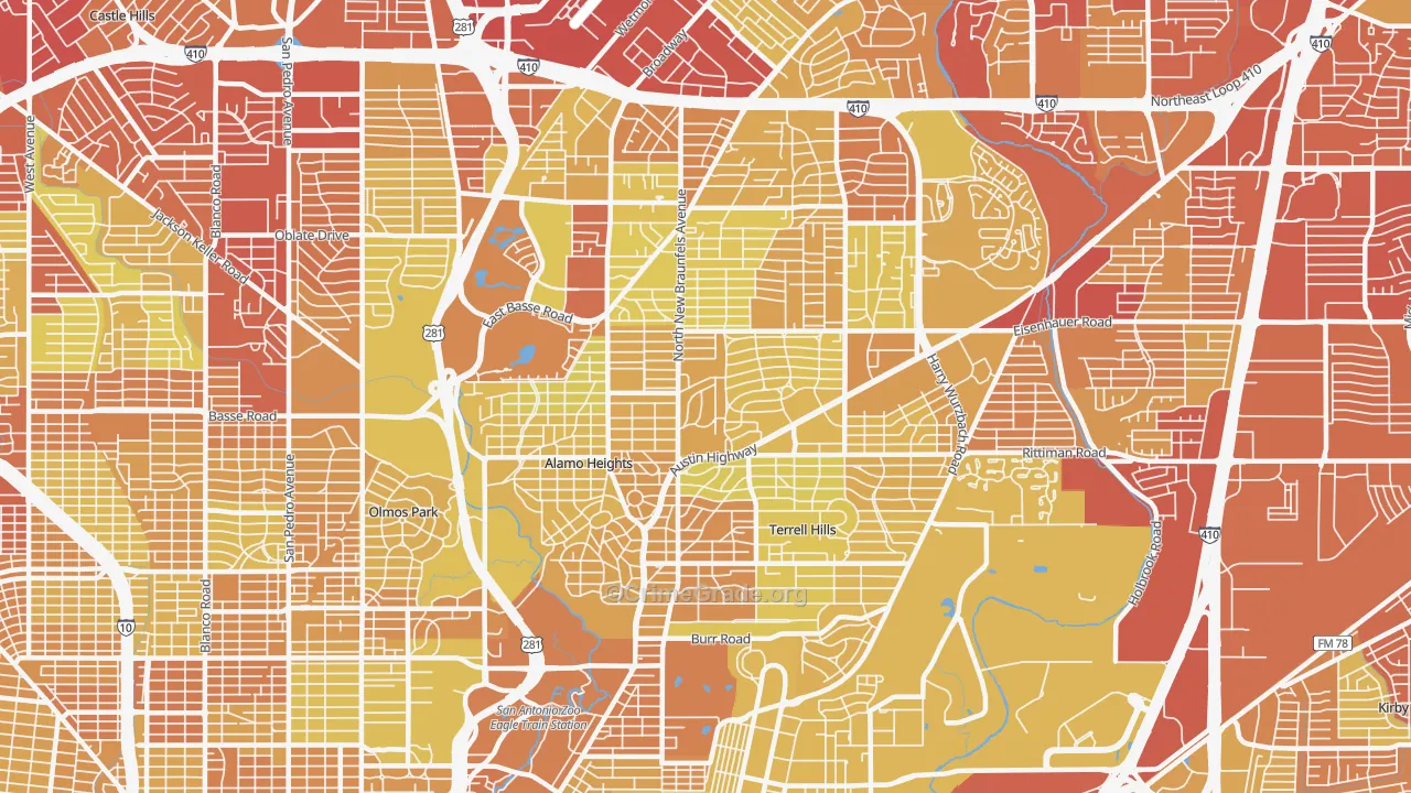 78209, TX Map of Vehicle Theft Rates