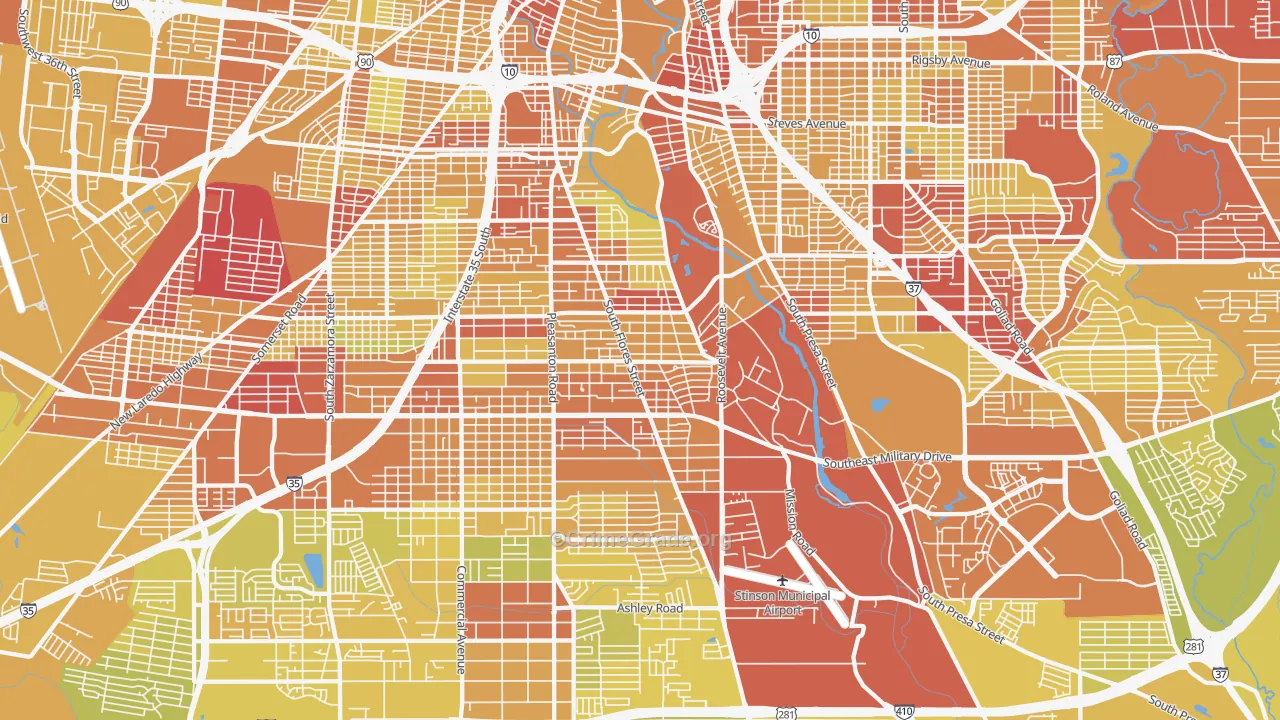78214, TX Map of Vehicle Theft Rates