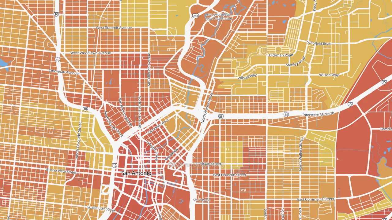 78215, TX Map of Vehicle Theft Rates