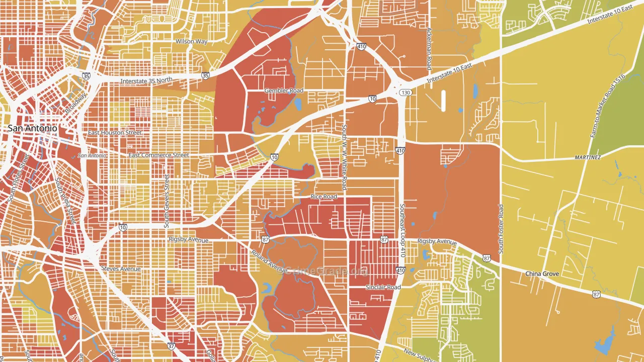 78220, TX Map of Vehicle Theft Rates