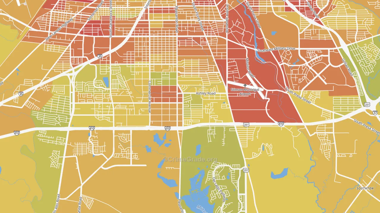 78221, TX Map of Vehicle Theft Rates