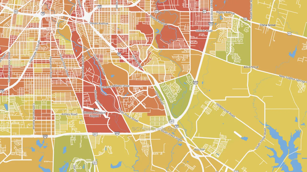 78223, TX Map of Vehicle Theft Rates