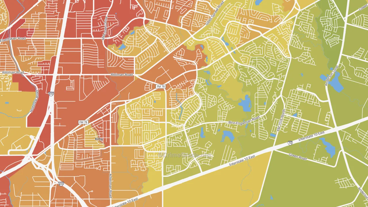 78244, TX Map of Vehicle Theft Rates