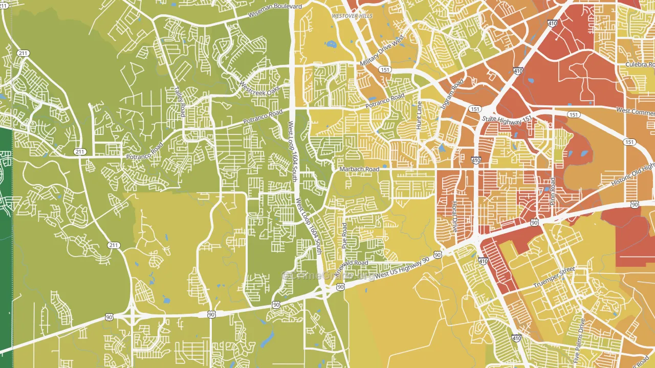 78245, TX Map of Vehicle Theft Rates