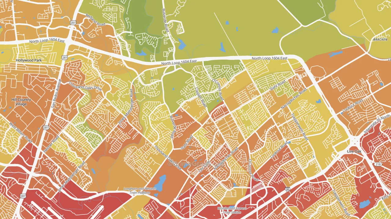 78247, TX Map of Vehicle Theft Rates