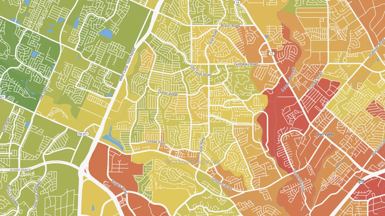 78250, TX Map of Vehicle Theft Rates