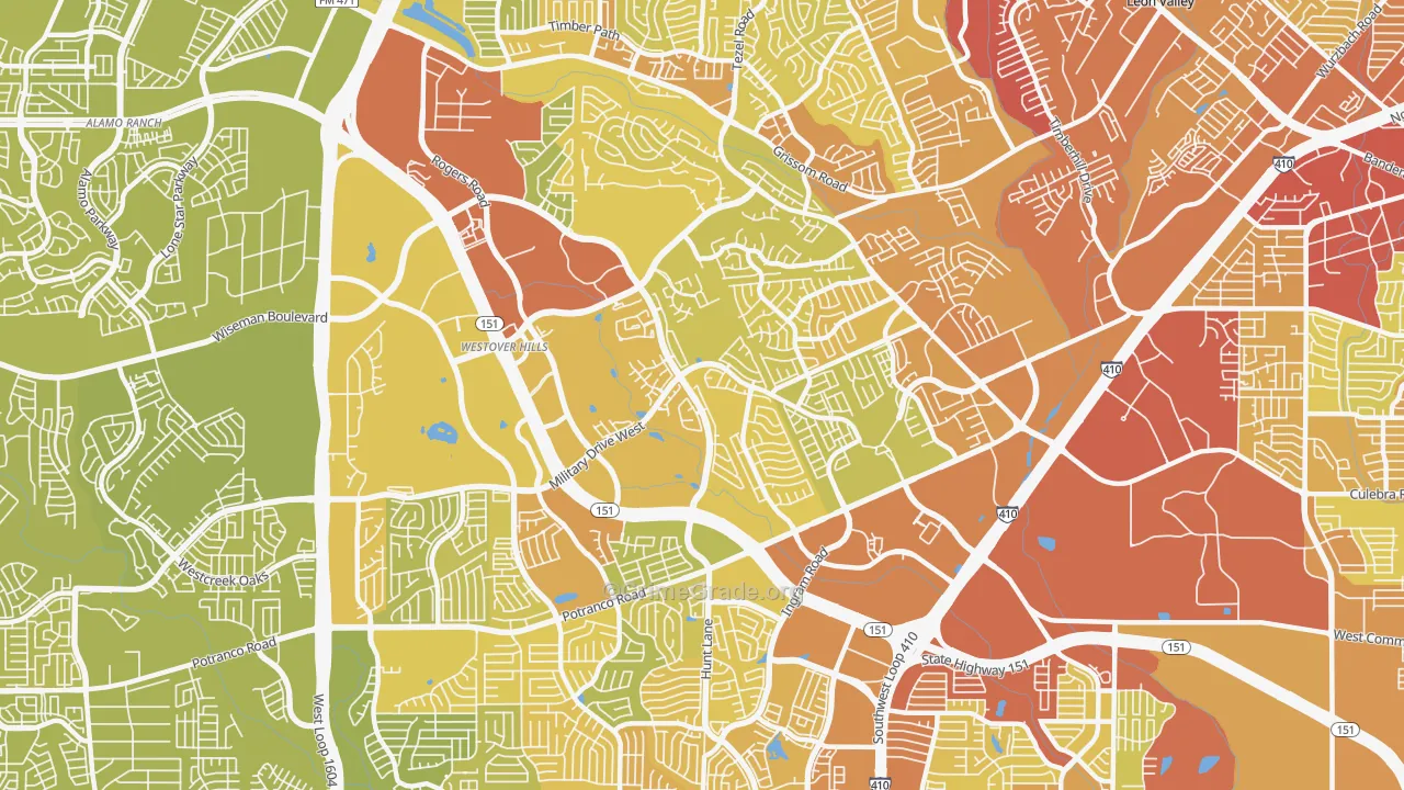 78251, TX Map of Vehicle Theft Rates