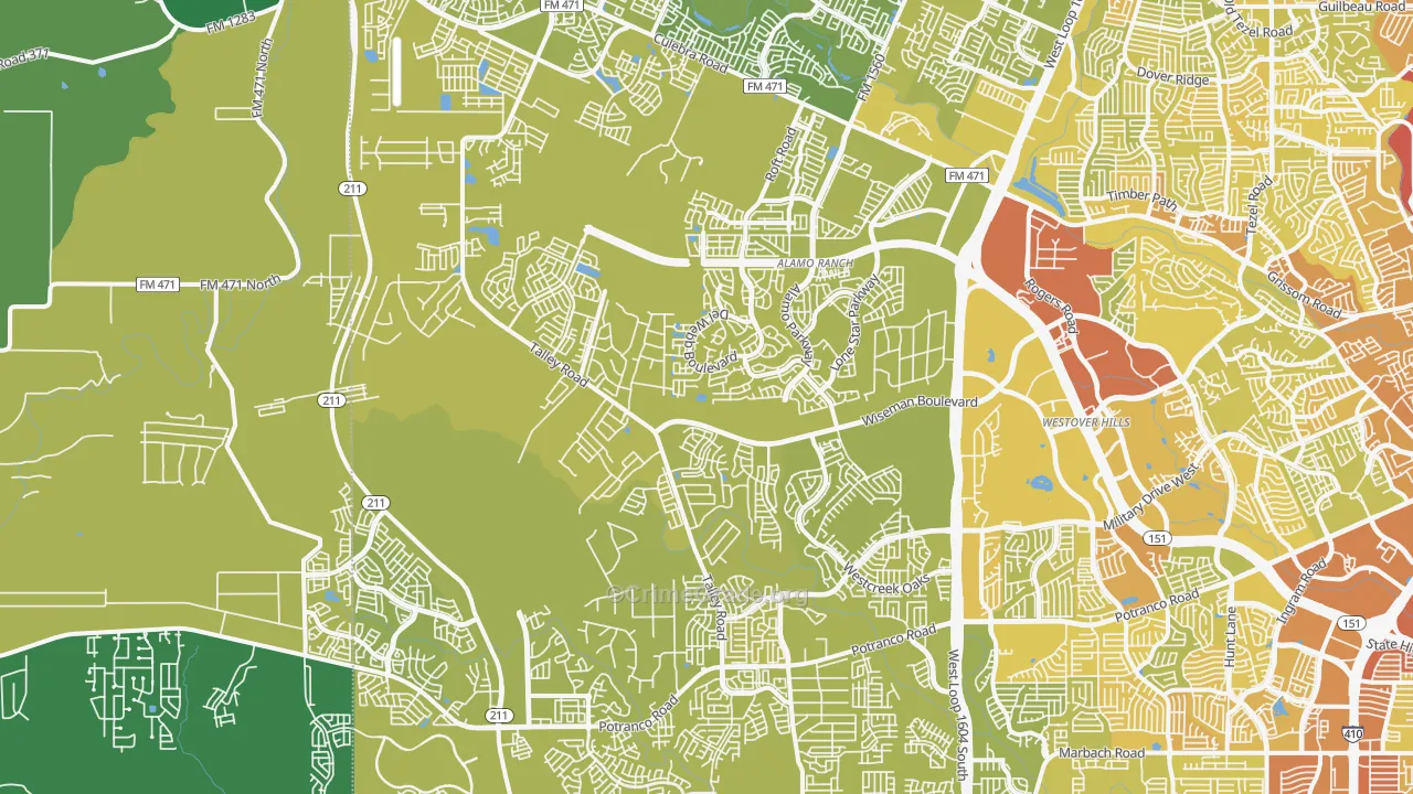 78253, TX Map of Vehicle Theft Rates