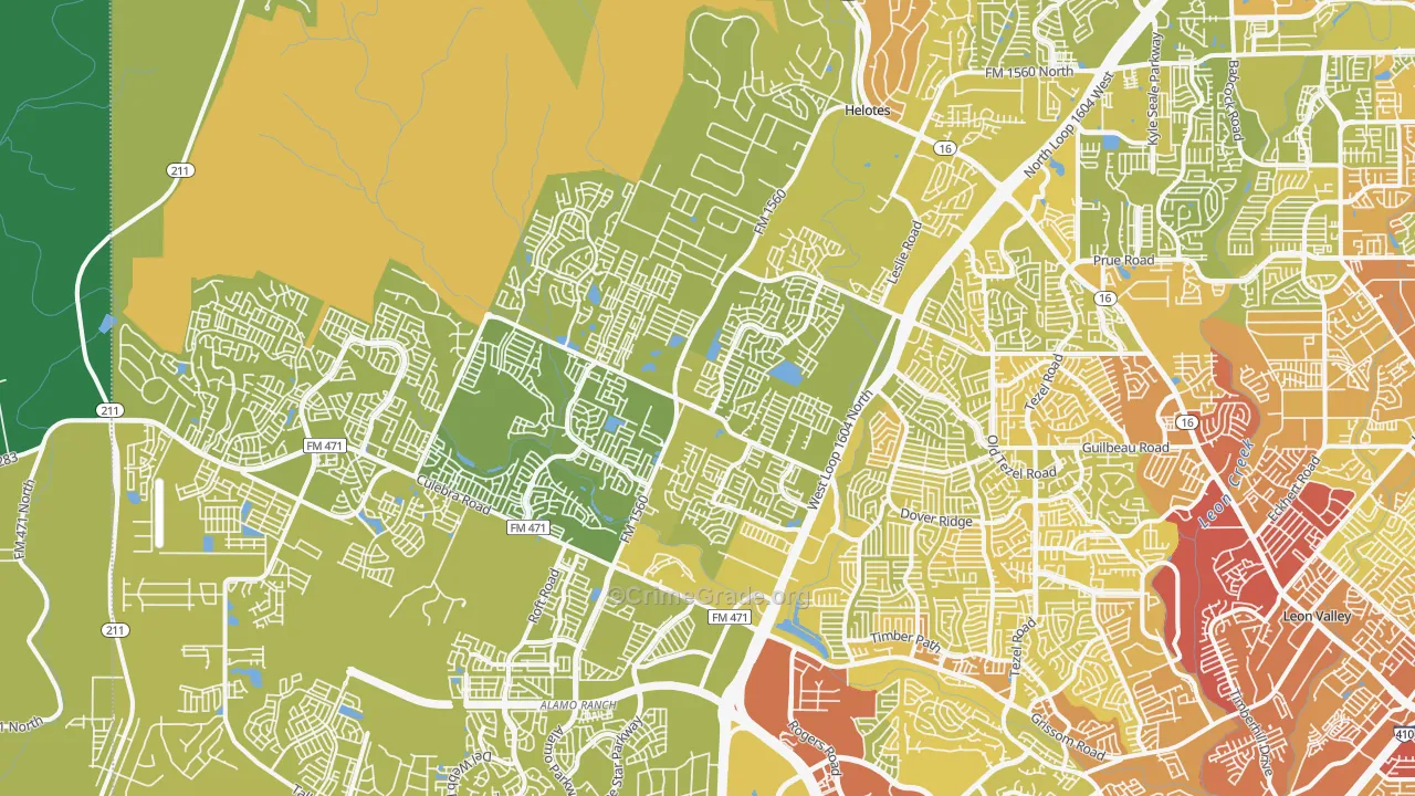 78254, TX Map of Vehicle Theft Rates