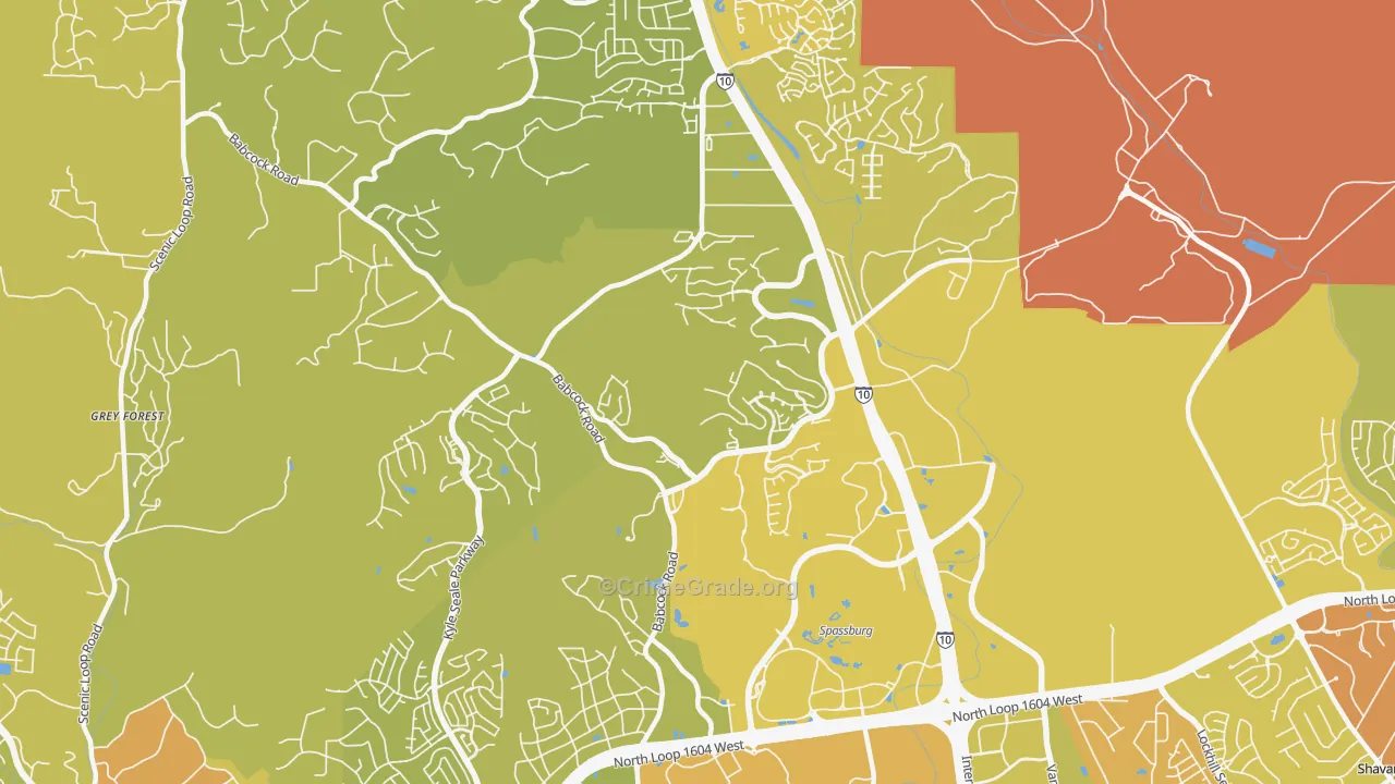 78256, TX Map of Vehicle Theft Rates
