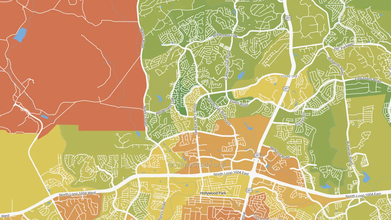 78258, TX Map of Vehicle Theft Rates