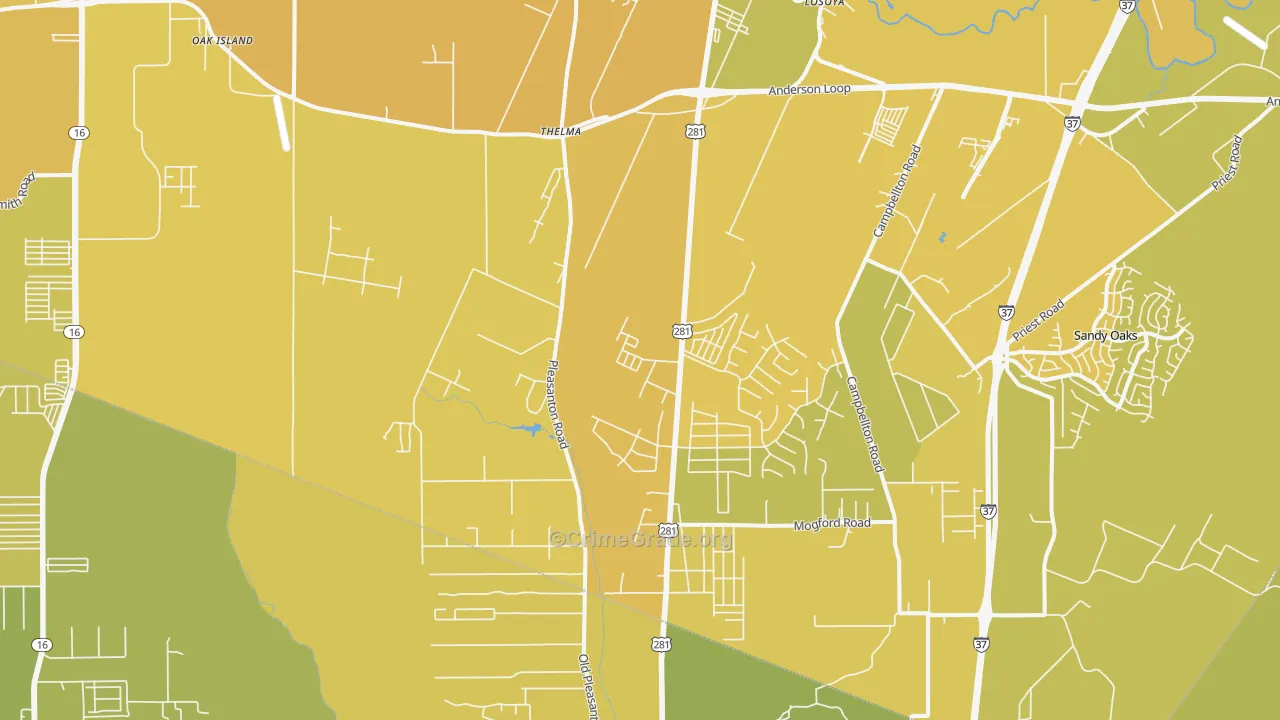 78264, TX Map of Vehicle Theft Rates