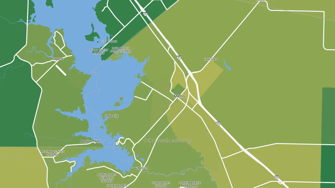 78368, TX Map of Vehicle Theft Rates