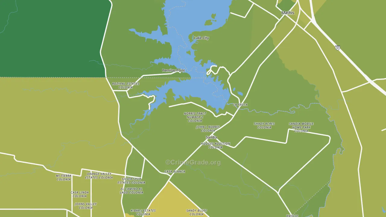 78383, TX Map of Vehicle Theft Rates