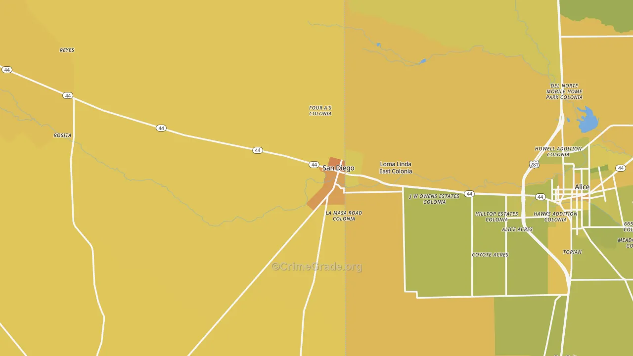 78384, TX Map of Vehicle Theft Rates