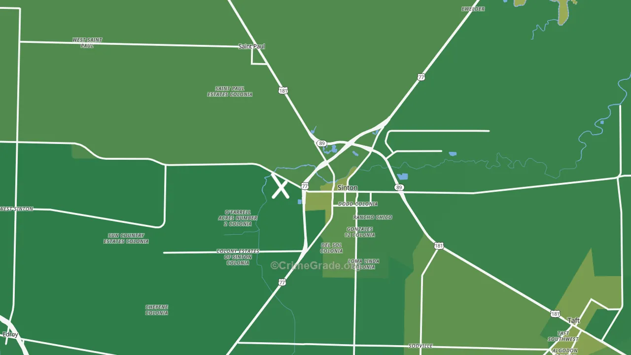 78387, TX Map of Vehicle Theft Rates