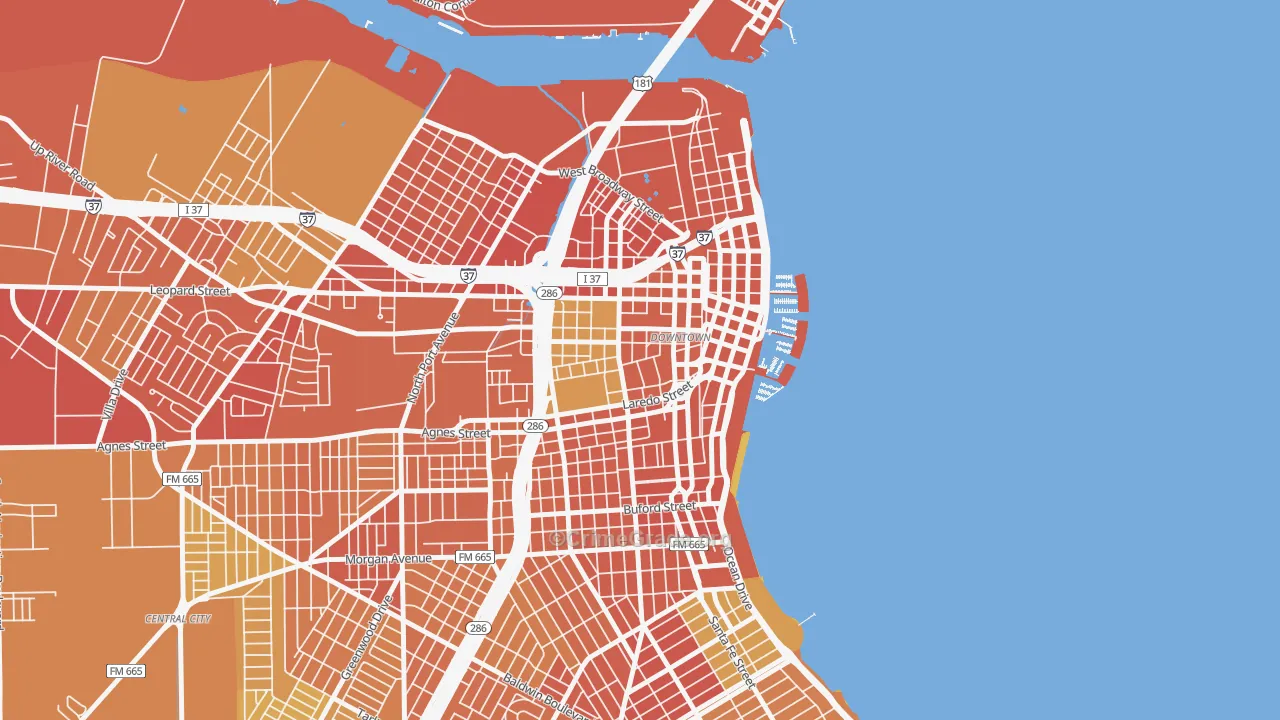 78401, TX Map of Vehicle Theft Rates