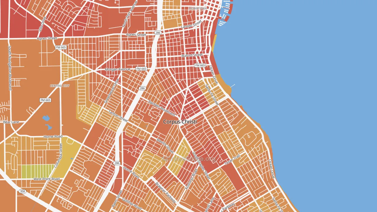 78404, TX Map of Vehicle Theft Rates