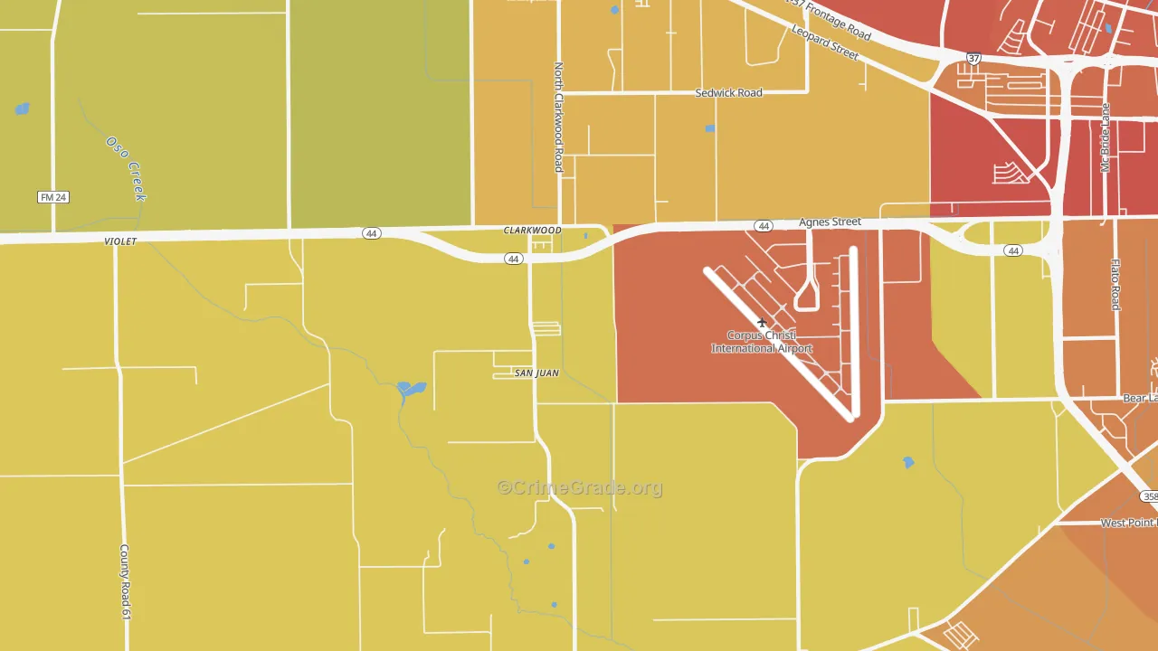 78406, TX Map of Vehicle Theft Rates