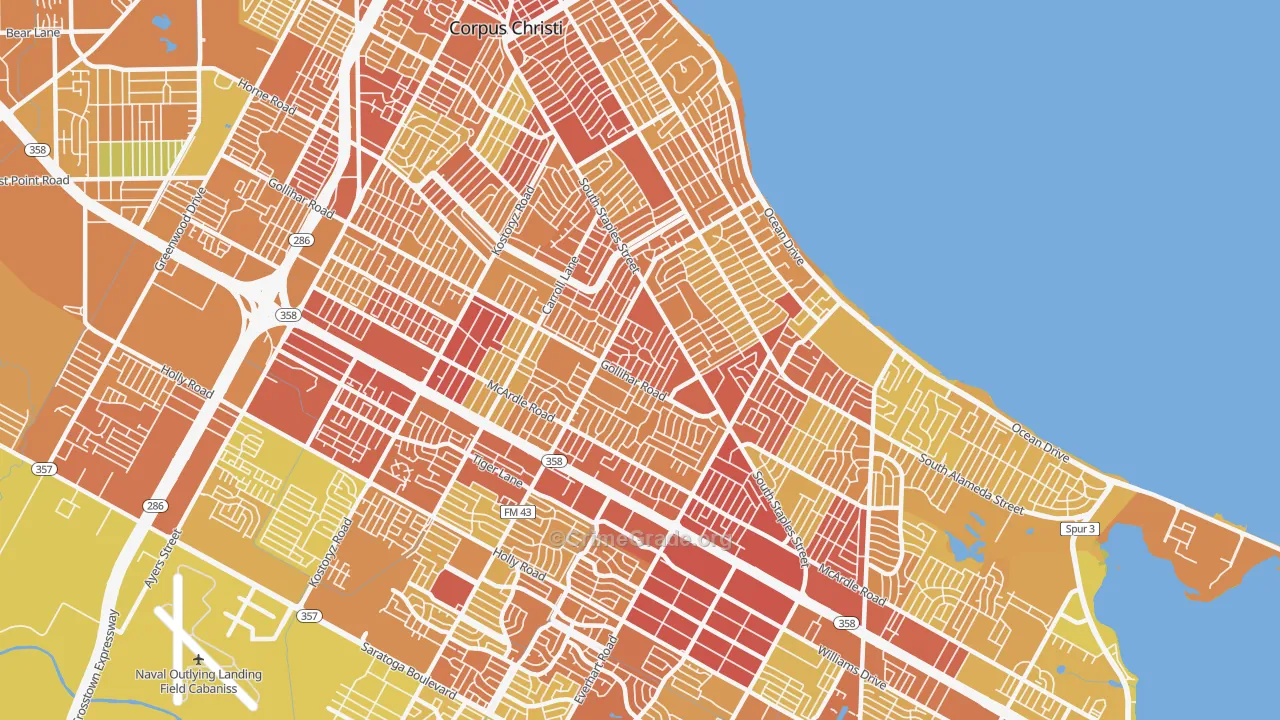 78411, TX Map of Vehicle Theft Rates
