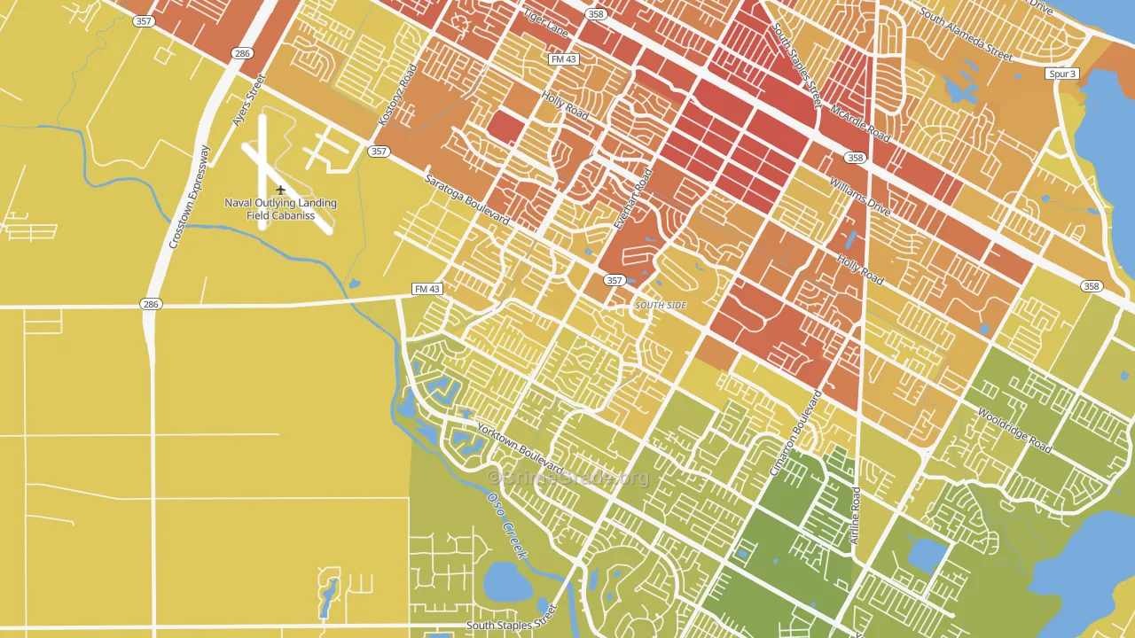 78413, TX Map of Vehicle Theft Rates