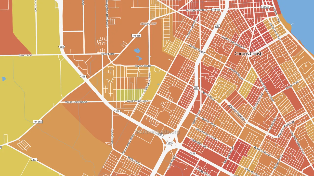 78416, TX Map of Vehicle Theft Rates