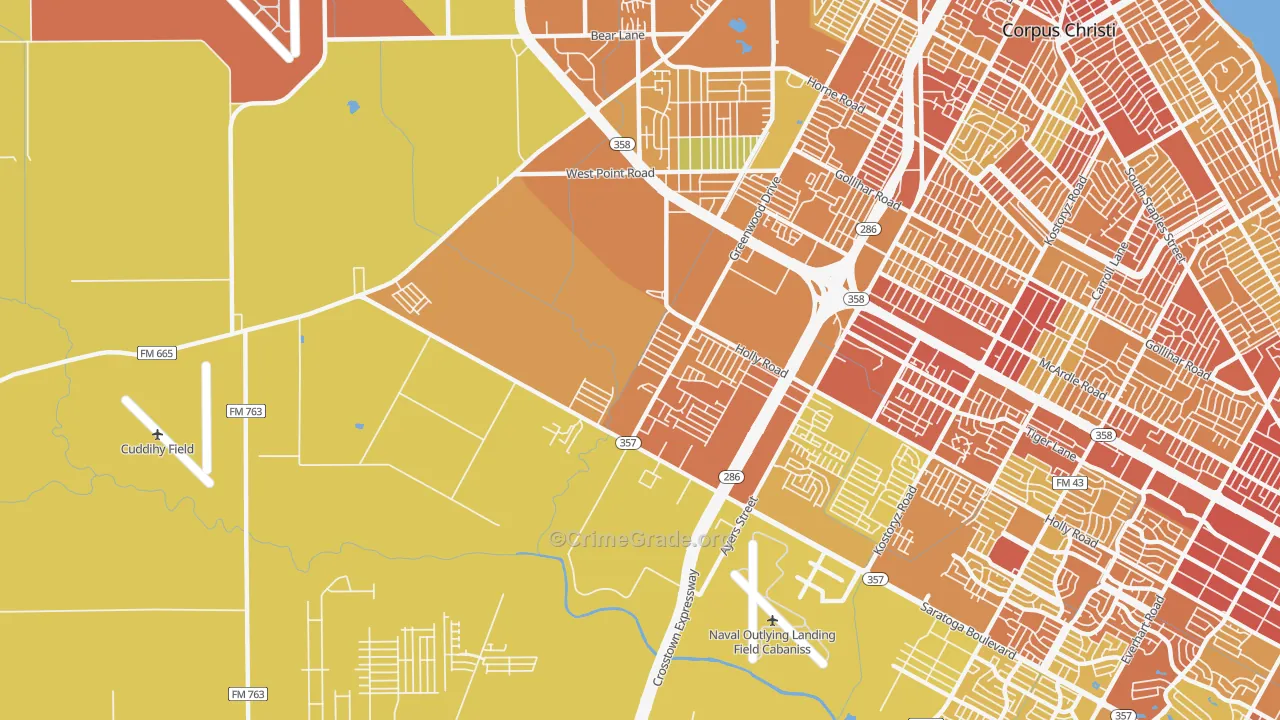 78417, TX Map of Vehicle Theft Rates