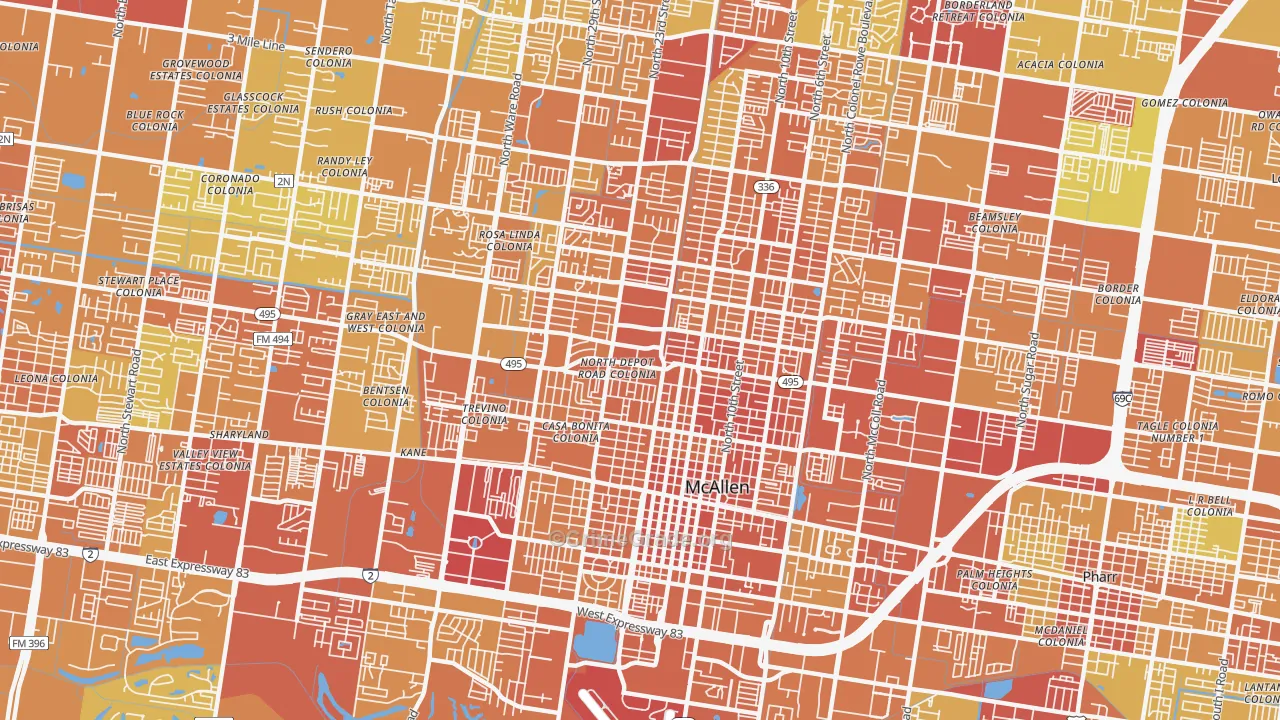 78501, TX Map of Vehicle Theft Rates