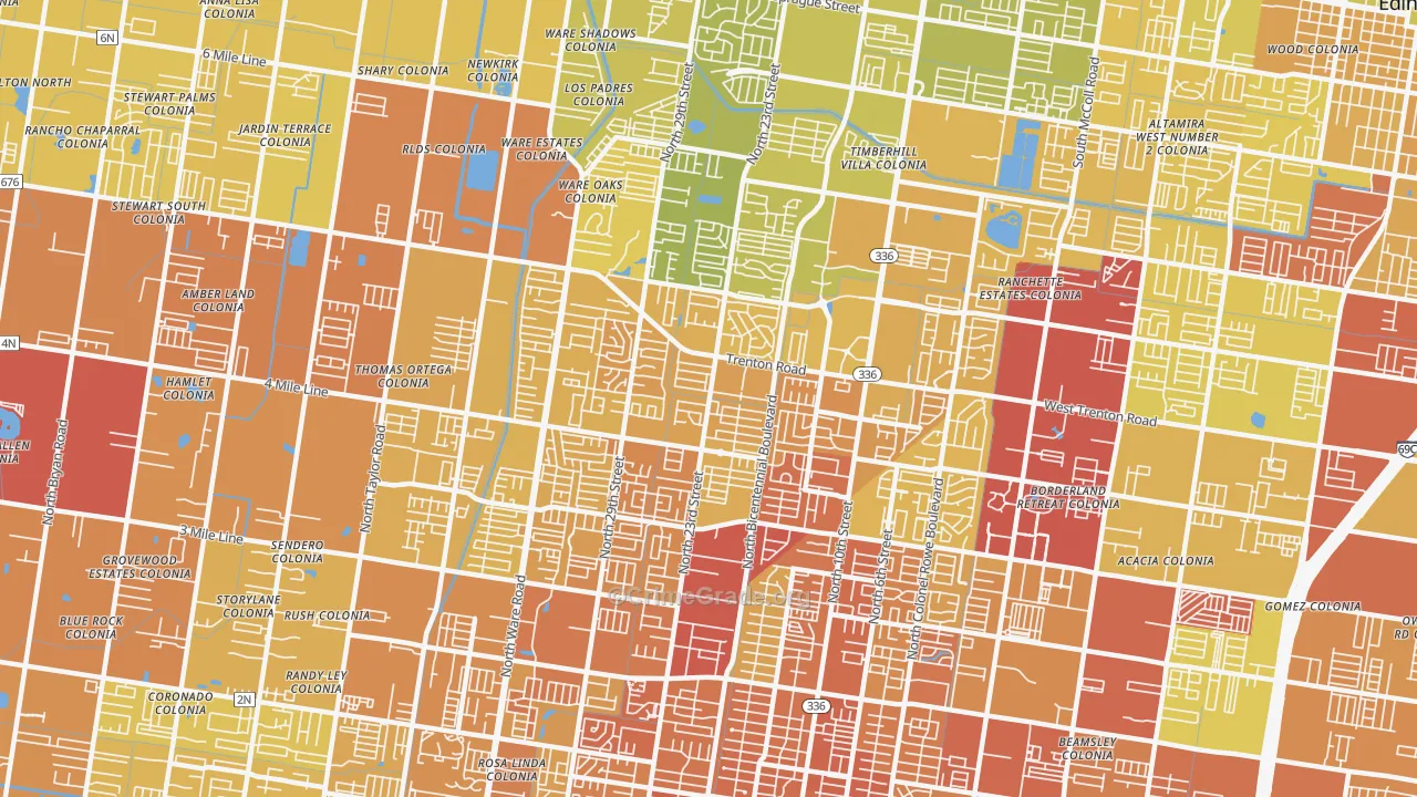 78504, TX Map of Vehicle Theft Rates