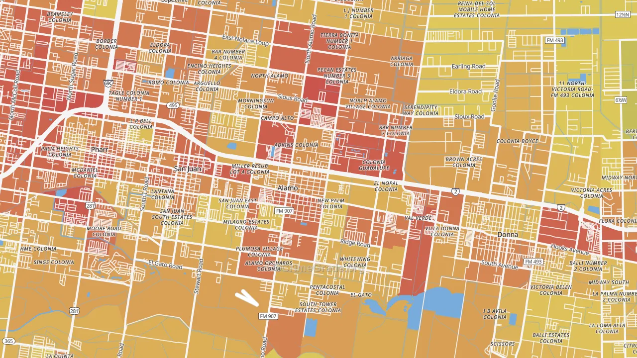78516, TX Map of Vehicle Theft Rates