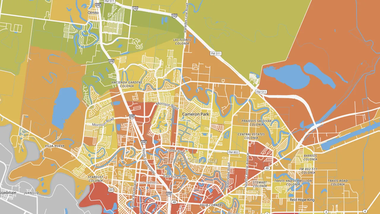 78526, TX Map of Vehicle Theft Rates