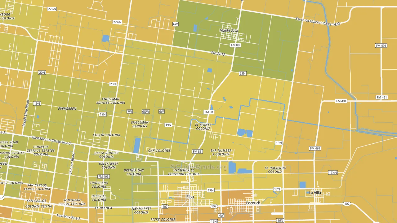 78538, TX Map of Vehicle Theft Rates