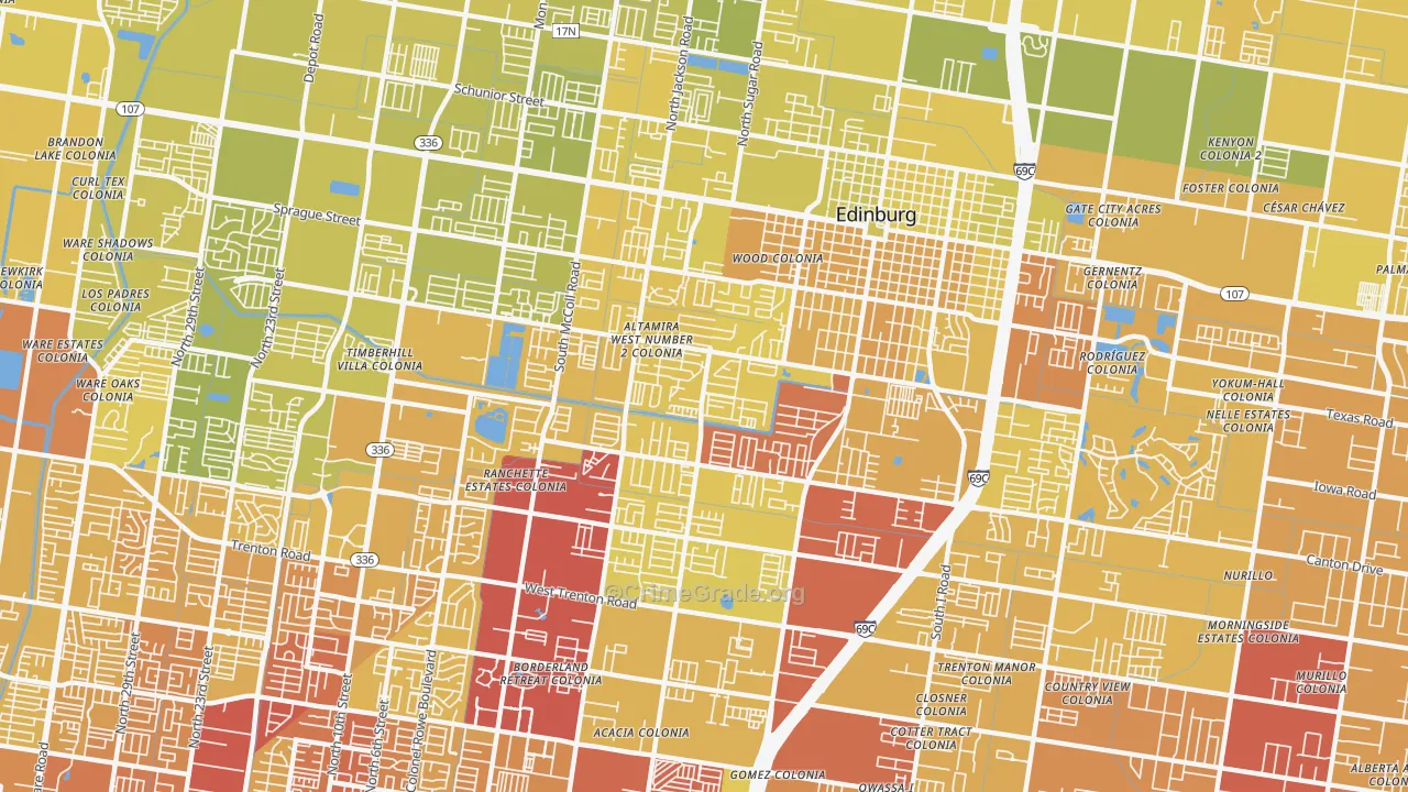 78539, TX Map of Vehicle Theft Rates