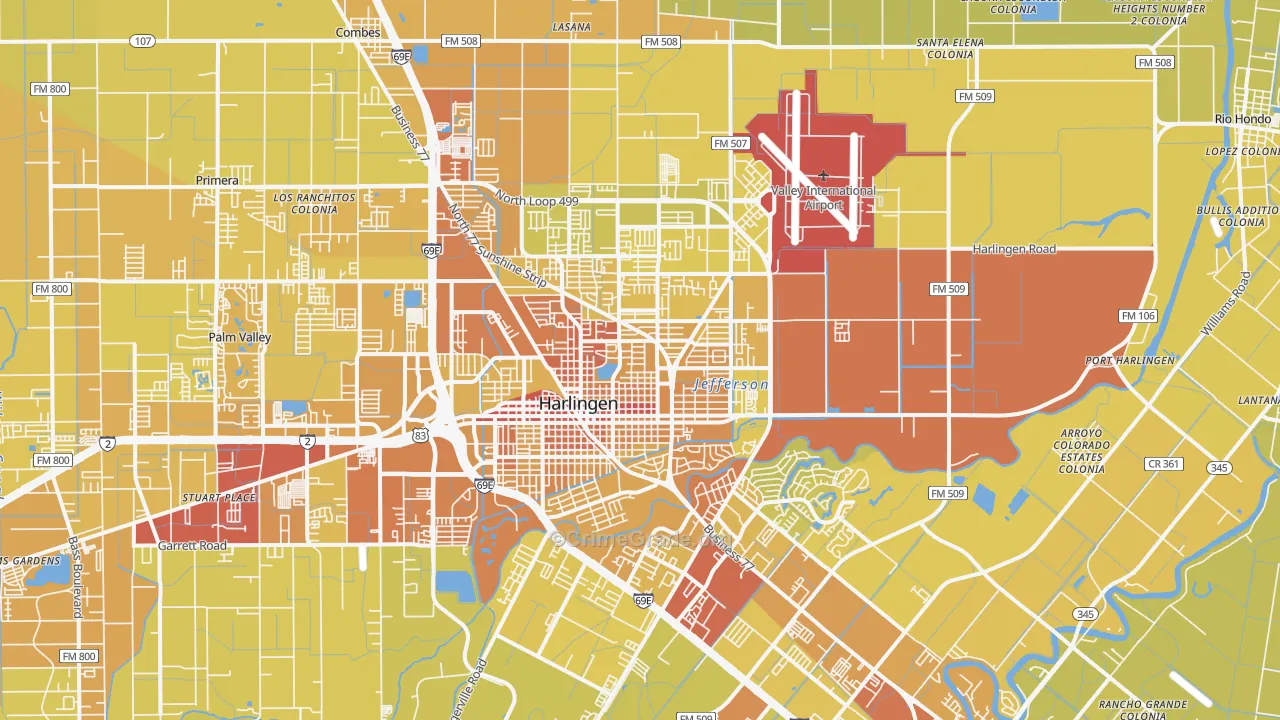 78550, TX Map of Vehicle Theft Rates