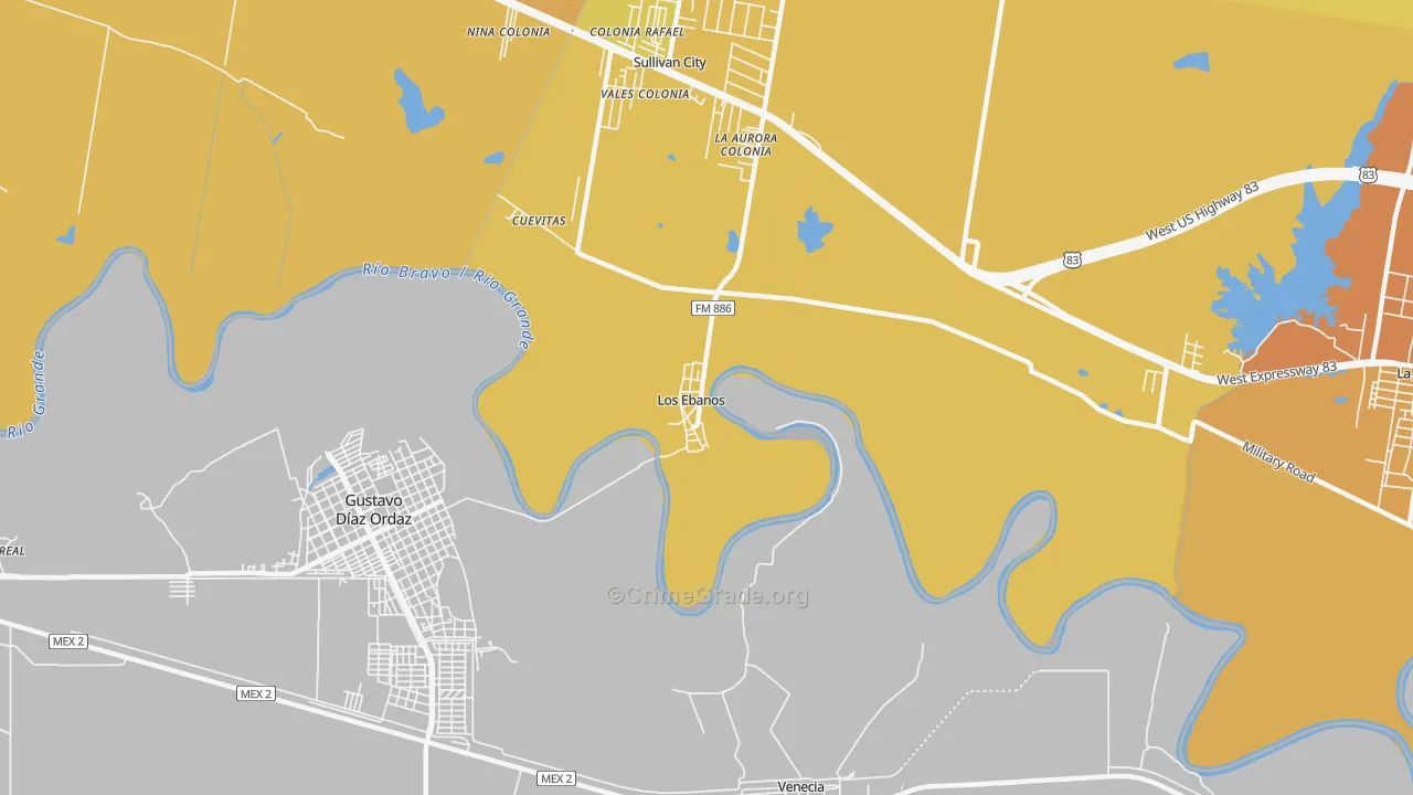 78565, TX Map of Vehicle Theft Rates