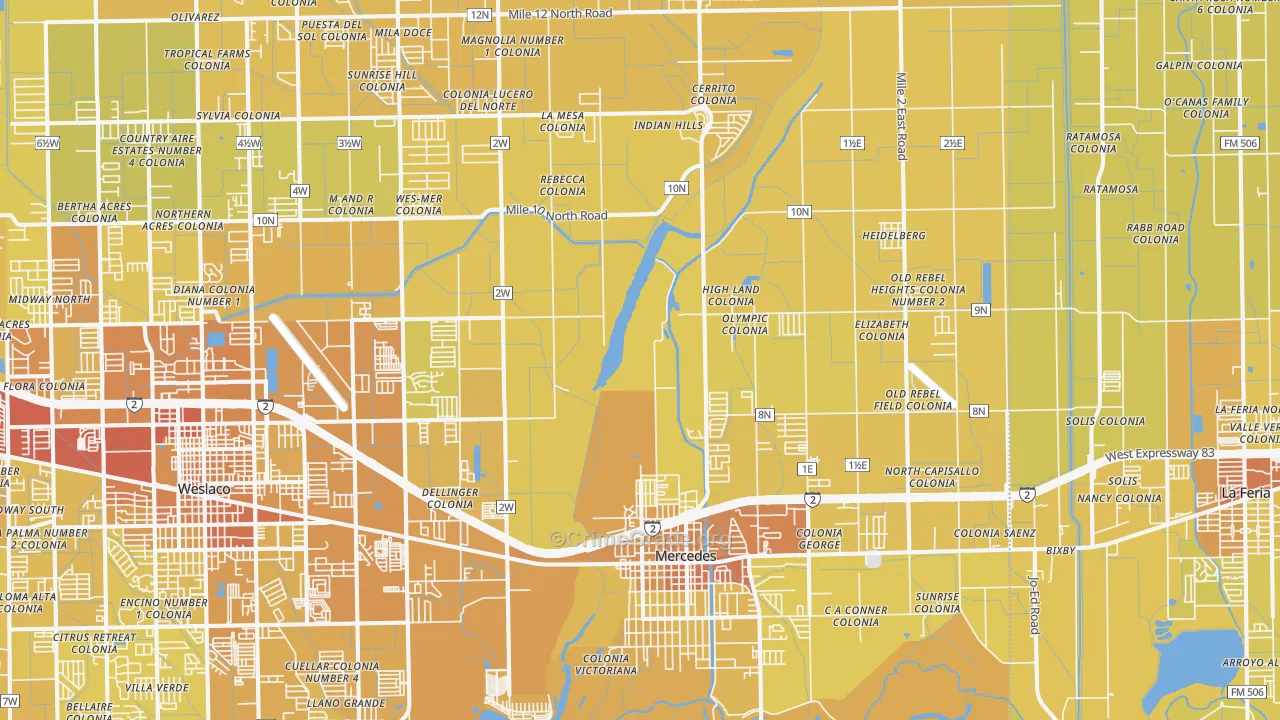 78570, TX Map of Vehicle Theft Rates