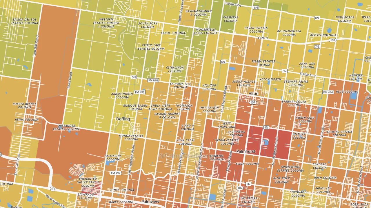 78574, TX Map of Vehicle Theft Rates
