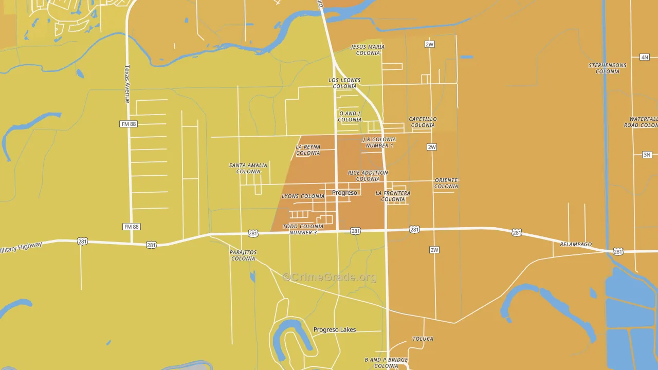 78579, TX Map of Vehicle Theft Rates