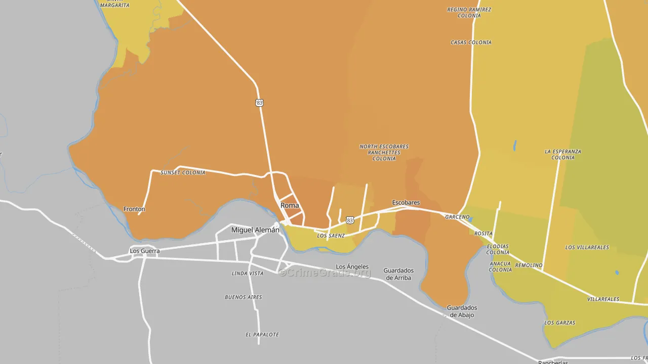 78584, TX Map of Vehicle Theft Rates