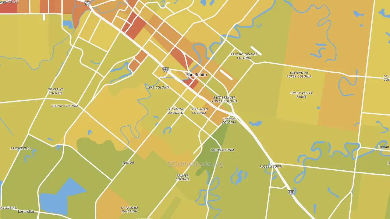 78586, TX Map of Vehicle Theft Rates