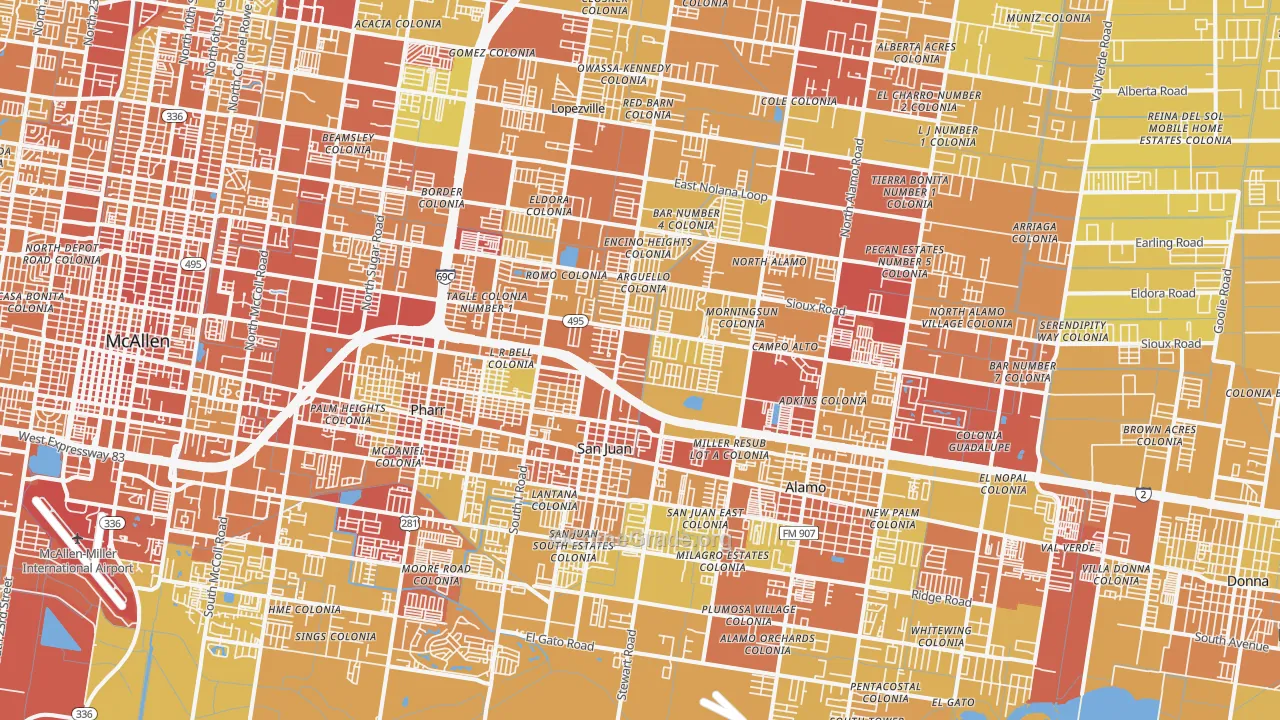 78589, TX Map of Vehicle Theft Rates