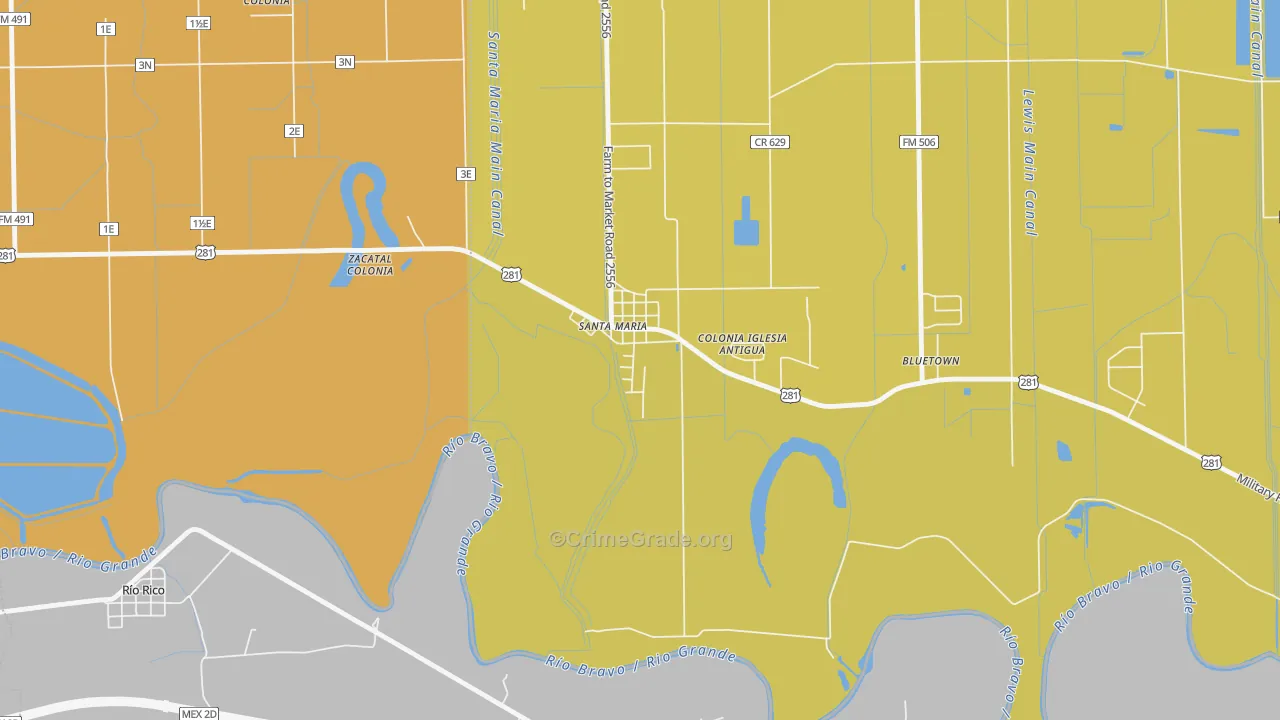 78592, TX Map of Vehicle Theft Rates