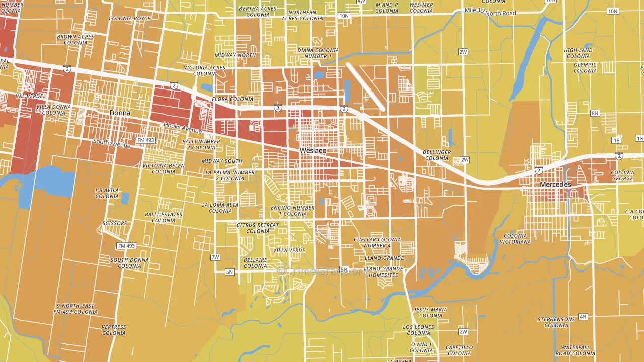 78596, TX Map of Vehicle Theft Rates