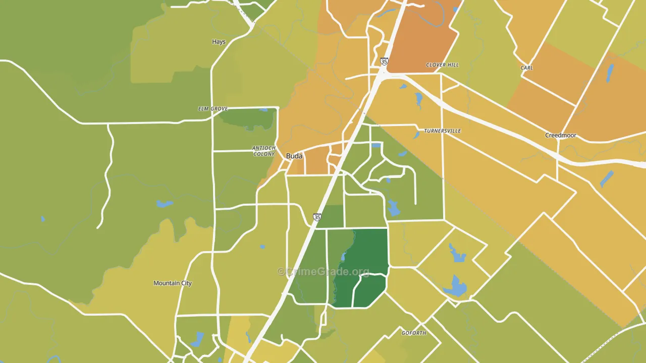 78610, TX Map of Vehicle Theft Rates