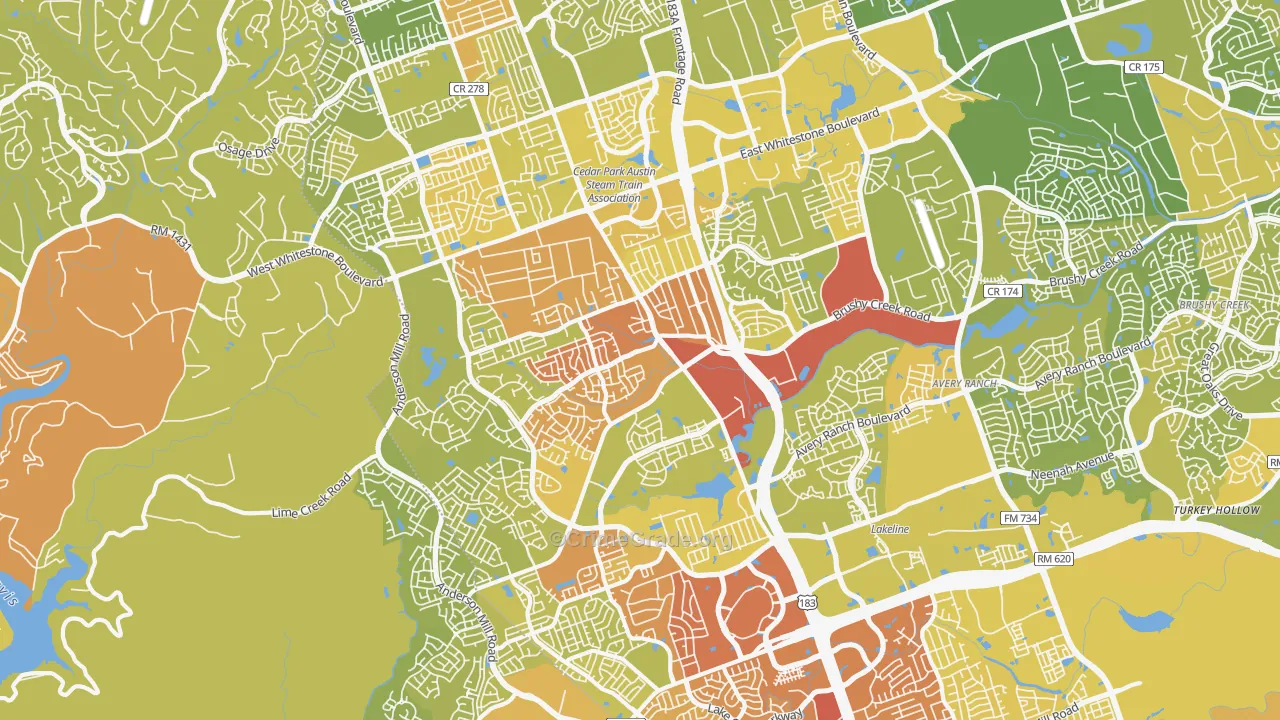 78613, TX Map of Vehicle Theft Rates