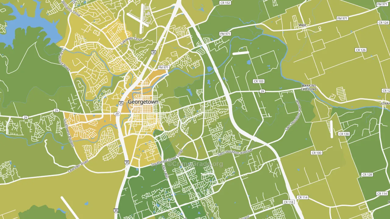 78626, TX Map of Vehicle Theft Rates
