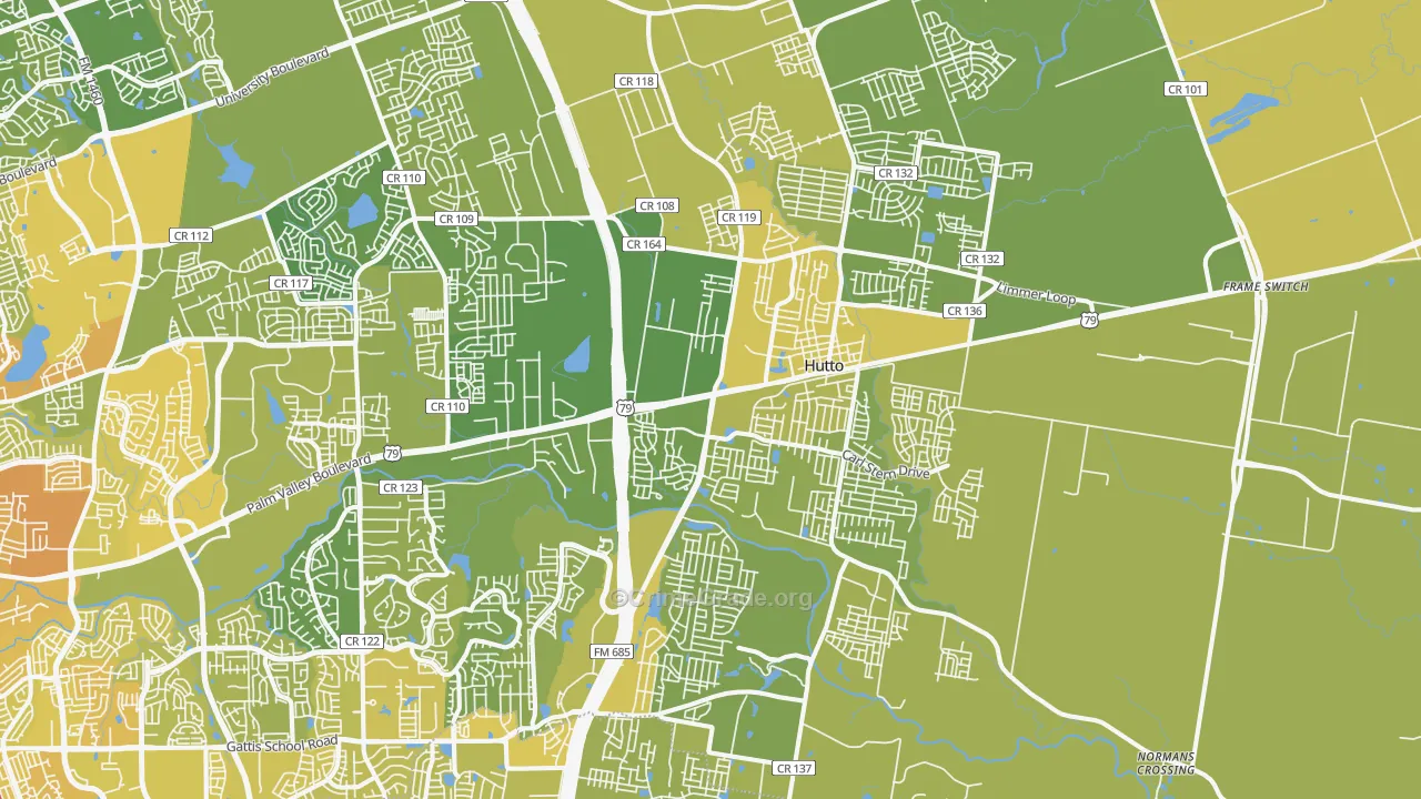 78634, TX Map of Vehicle Theft Rates